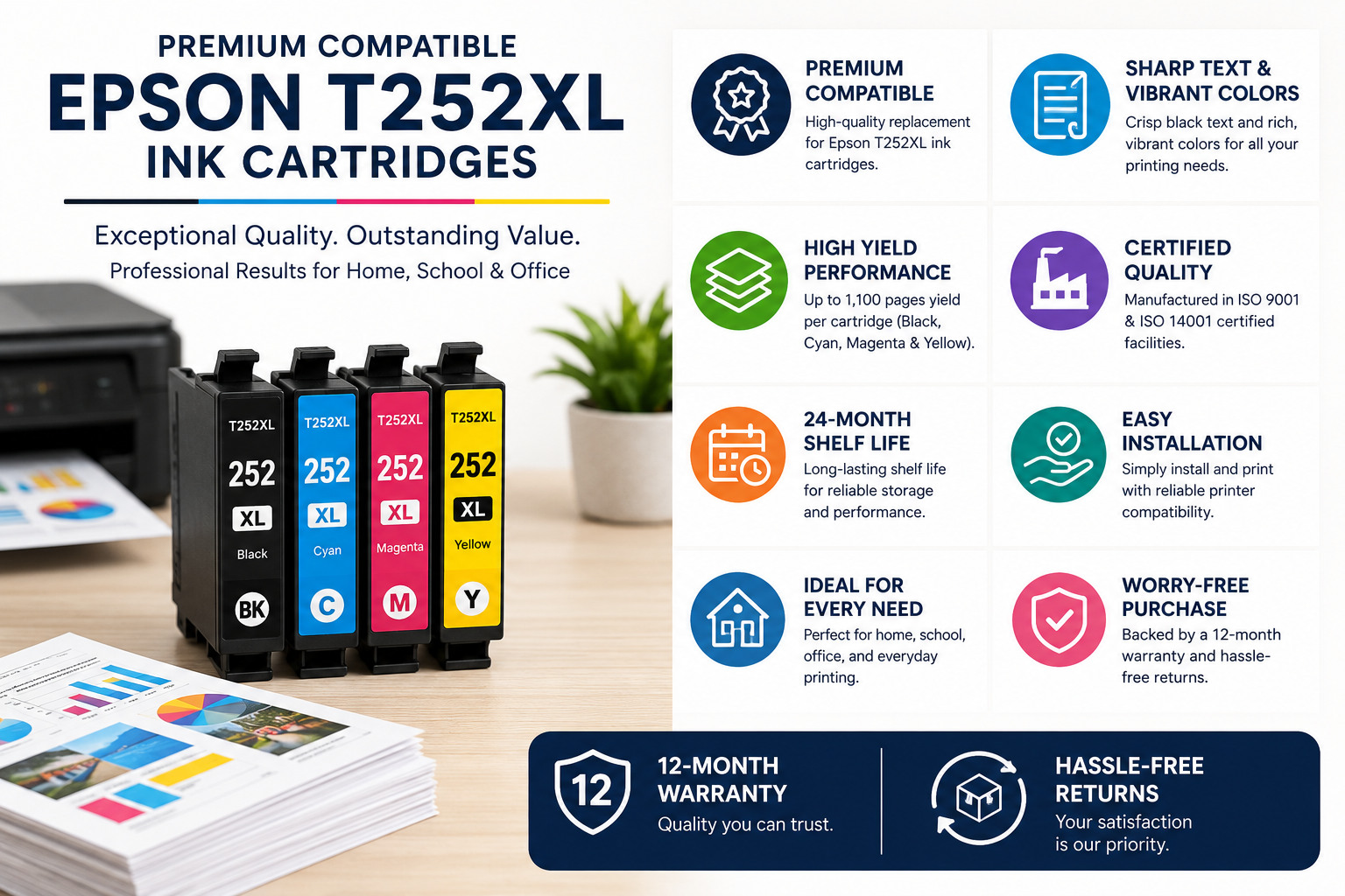 Compatible T252XL / T252 Ink Cartridge Combo High Yield